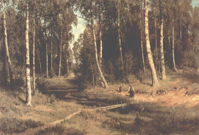 Ivan Shishkin Brook in a Birch Grove oil painting picture